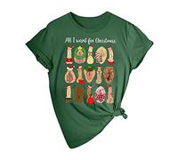 La camisa de Navidad fea de las mujeres de los hombres Camisa Santa Dirty Christmas divertida pieza de Navidad regalo para Navidad Secret Santa Matching Tshirts Top Mujer Fiesta, Verde militar., M