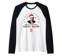 La Camiseta FEA de Navidad Trump Hace Que la Navidad Sea Genial nuevamente Camiseta Manga Raglan