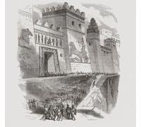 La captura de Babilonia por Ciro el Gran gobernante del Imperio aqueménida en 539 a. C. El evento terminó con el Imperio Neobabilónico. Después de una obra del siglo XIX de un artista no identificado