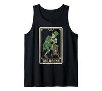 La Carta del Tarot Borracho Día de San Patricio Esqueleto Duende Camiseta sin Mangas