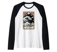 La Carta del Tarot de la Ola La Gran Ola Fuera de Kanagawa Camiseta Manga Raglan