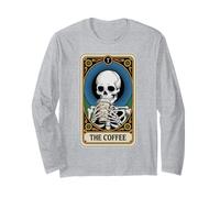 La Carta del Tarot del café Esqueleto Halloween Amante del café Manga Larga
