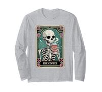 La Carta del Tarot del café Esqueleto Halloween Amante del café Manga Larga