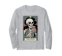 La Carta del Tarot del café Esqueleto Halloween Amante del café Manga Larga