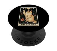 La Carta del Tarot del Gato Persa Luna Bruja PopSockets PopGrip Adhesivo