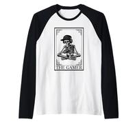 La Carta del Tarot del Jugador Arcanos Clásico Esqueleto Justo Camiseta Manga Raglan
