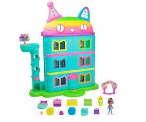 LA CASA DE MUÑECAS DE GABBY - CASA FESTIVA CON SONIDOS, FIGURA GABBY'S DOLLHOUSE, 10 ACCESORIOS ARCOIRIS Y 2 CAJAS SORPRESA - 6071380 - Juguetes Niñas 3 Años + Regalo Niña 3 años +