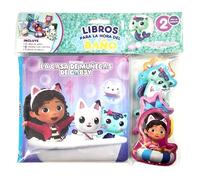 La Casa de Muñecas de Gabby Libros para la Hora del Baño - Libros de actividades para niños, 6 figuras con ventosa, 1 bolsa de malla