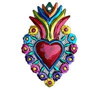 La Casa di Frida Corazón Color 3 - Artesanía Mexicano para Colgar, 14,1 x 8,7 cm
