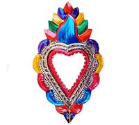 La Casa di Frida Corazón con Espejo B Artesanía Mexicana Colgante 16x9.5cm