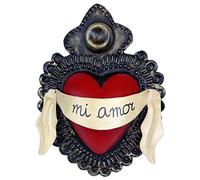 La Casa di Frida Corazón con listón, con Frase Personalizable, artesanía Mexicana de Metal, 23 x 16 cm (Mi Amor)
