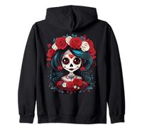 La Catrina Día de los Muertos Calavera de Azúcar Anime Kawaii Mujer Sudadera con Capucha