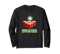 La Cerveza está aquí Let's Go Wild (gráfico de Fiesta de Beer Pong) Manga Larga