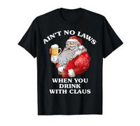 La Cerveza navideña de Papá Noel no Tiene leyes Cuando Bebes con Claus Camiseta gráfica económica, Hombre, Negro, L