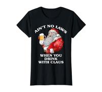 La Cerveza navideña de Papá Noel no Tiene leyes Cuando Bebes con Claus Camiseta gráfica económica, Mujer, Negro, L