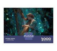 La Chica Que Toca el Arpa Puzzle 1000 Piezas De Madera para Hombres Mujeres Mayores Bosque Fantástico Rompecabezas para Adultos Obra De Artee 38x26cm/1000pcs