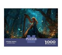 La Chica Que Toca el Arpa Rompecabezas 1000 Piezas De Madera para Adultos Y Niños Bosque Fantástico Rompecabezas Inteligente Obra De Artee 52x38cm/1000pcs