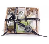 La Chinata Cesta Pequeña Cosmética Nº1 Regalo Set de Baño Aceite de Oliva | Estuche cosmética AOVE, Jabón en pastilla, Gel de baño, Crema hidratante, Crema de manos y uñas, Sin parabenos, Cruelty free