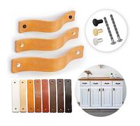 LA CHUECA POLO Tirador de Cuero Armario Manija Cajon Piel Original Ajustable para mueble Vintage (6Pcs) (Medium, Suela)
