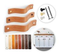 LA CHUECA POLO Tirador de Cuero Armario Manija Cajon Piel Original Ajustable para mueble Vintage (6Pcs) (Large, London)