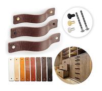 LA CHUECA POLO Tirador de Cuero Armario Manija Cajon Piel Original Ajustable para mueble Vintage (6Pcs) (Medium, Chocolate Brown)