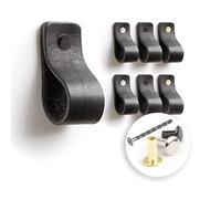 LA CHUECA POLO TIRADOR de CUERO para Mueble Armario o Cajon. 100% Vacuno GENUINO Argentino (6 pcs) - Original (SMALL, Black)