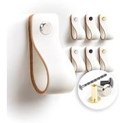 LA CHUECA POLO TIRADOR de CUERO para Mueble Armario o Cajon. 100% Vacuno GENUINO Argentino (6 pcs) - Original (MEDIUM, Rustic White)