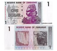 La cifra de billetes para coleccionistas - 1 billete de dólar fuera de circulación emitida por el Banco de Zimbabwe / 2007 / UNC