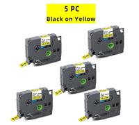 La Cinta de Etiqueta Compatible con 5 pc para Cinta de 12 mm Funciona con TZE231 TZE131 TZE431 TZE531 TZE631 TZE731 Cintas laminadas(Black on Yellow)