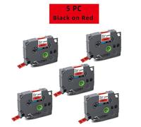 La Cinta de Etiqueta Compatible con 5 pc para Cinta de 12 mm Funciona con TZE231 TZE131 TZE431 TZE531 TZE631 TZE731 Cintas laminadas(Black on Red)