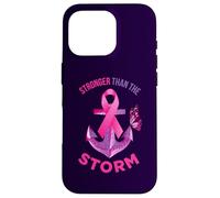 La Cinta Stronger Than The Storm Fight contra el cáncer de Mama Viste de Rosa Carcasa para iPhone 16 Pro
