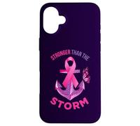 La Cinta Stronger Than The Storm Fight contra el cáncer de Mama Viste de Rosa Carcasa para iPhone 16 Plus