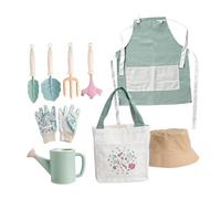 La colección completa de jardinería para niños incluye 9 herramientas esenciales con empuñaduras ergonómicas para manos pequeñas, herramientas de jardín seguras para niños