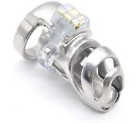 La combinación perfecta de abstinencia y estimulación: set de para esclavos de acero inoxidable, que incluye jaula para el pene, correa de sujeción, anillo para testículos, diseño transpirable(Ring-38