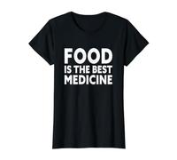 La Comida es el Mejor Foodie de la Medicina Camiseta gráfica económica, Mujer, Negro, XL