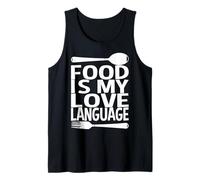 La Comida es mi Amor Idioma Foodie Chef Amante de la Comida Blogger Camiseta sin Mangas