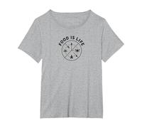 La Comida es Vida: Estilo de Vida de Bienestar culinario Camiseta, Mujer Tallas Grandes, Gris Jaspeado, 2XL Grande