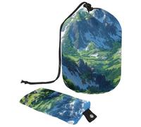 La comodidad se une al estilo | Bolsa de maquillaje grande para mujer con diseño impermeable y portátil, patrón de montañas, multicolor, 9.9x6.9in/25.2x17.6cm;6x3.5in/15.2x8.8cm