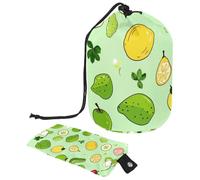 La comodidad se une al estilo | Bolsa de maquillaje grande para mujer con diseño impermeable y portátil, patrón de frutas verdes, multicolor, 9.9x6.9in/25.2x17.6cm;6x3.5in/15.2x8.8cm