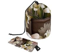 La comodidad se une al estilo | Bolsa de maquillaje grande para mujer con diseño impermeable y portátil, huevos de lirios de Pascua blancos, multicolor, 9.9x6.9in/25.2x17.6cm;6x3.5in/15.2x8.8cm