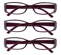 La Compañía Gafas De Lectura Estilo Diamonte Negro Y Púrpura Lectores Valor Pack 3 Estilo Diseñador Mujeres Señoras UVR3093P +1,50
