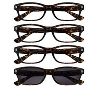 La Compañía Gafas De Lectura Marrón Carey Lectores Con Lectores De Sol Valor Pack 4 UV400 Hombres Mujeres RRRS10-2 +2,00
