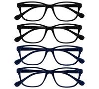 La Compañía Gafas De Lectura Negro Azul Marino Ligero Lectores Pack 4 Hombres Mujeres Bisagras Resorte RRRR27-1133 +1,50