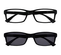 La Compañía Gafas De Lectura Negro Lectores Con El Lector De Sol A Juego Valor Paquete Doble Hombres Mujeres UVSR2092BK +2,00