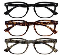 The Reading Glasses Company La Compañía Gafas De Lectura Negro Marrón Gris Wrap Lectores Valor Pack 3 Estilo Gregory Peck Hombres Mujeres RRR14-12T7 +1,00
