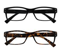 The Reading Glasses Company Gafas De Lectura Pack 2 Hombres Negro Marrón Carey Grande Estilo Diseñador Lectores Bisagras Resorte Rr11-12 +2,00 2 Unidades 58 g