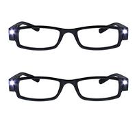 La Compañía Gafas De Lectura Pack 2 Iluminado LED Noche Lectores De Luz Hombres Mujeres Negro LL1-1 +2,50