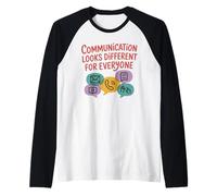 La comunicación se ve Diferente Terapia del Habla Autismo Camiseta Manga Raglan