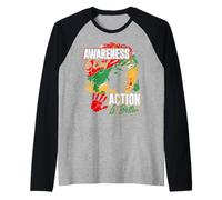 La Conciencia es Genial, la acción es Mejor - Mes de la Historia Negra Camiseta Manga Raglan