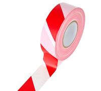 La cordeline - Cinta de señalización roja y blanca, 50 mm x 500 m, LDPE, alta visibilidad, no adhesiva, para marcado de astillero y zonas restringidas